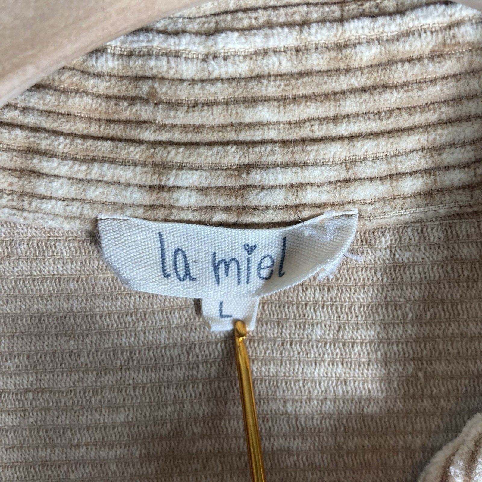 Oversized Corduroy Shacket L Shirt Raw Hem Tan Beige Cabincore Barn La Miel