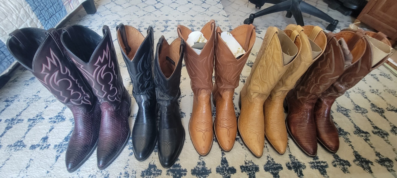 J Chisholm 5 Pairs Men’s Cowboy Boots Size 9 D Western Made In USA