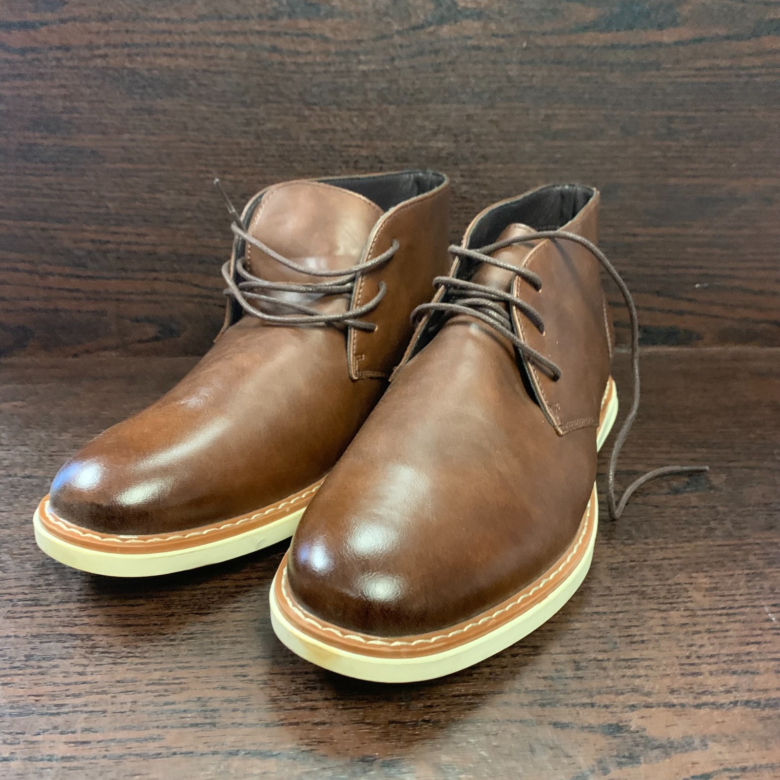 Nordstrom Rack Men’s Plain Toe Chukka Boot 11 Brown Faux Leather Lace Up Comfort