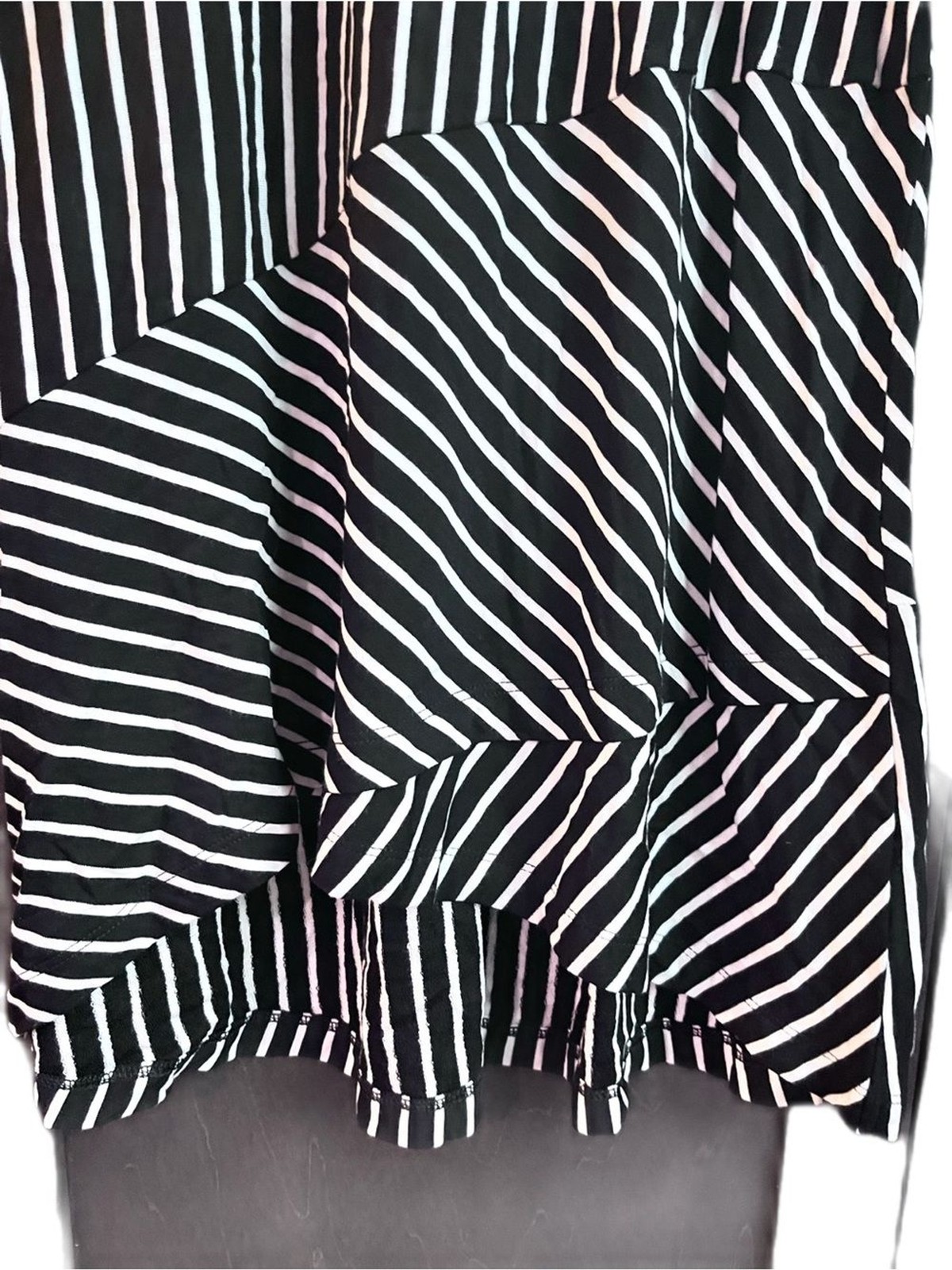 Cabi ATC Wink Dress Black White Multi Stripe Asymmetrical Midi Dress Size XS