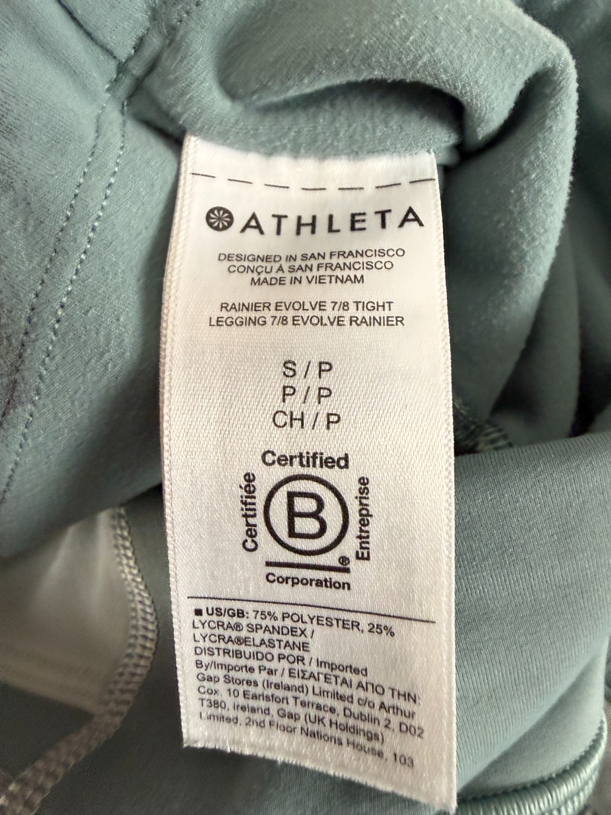 Athleta Size S Rainier Evolve Cropped Capri Leggings Athleisure Blue Gray Casual