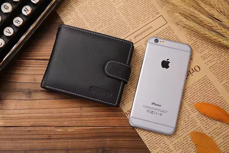 New Mens Leather Bifold Wallet Button Closure RFID Blocking Card Case/Cash