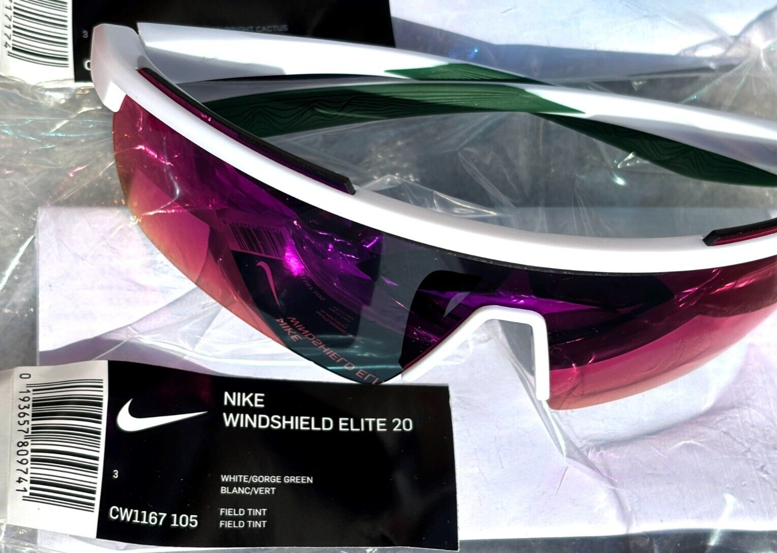 Nike WINDSHIELD ELITE 20 White Gorge Green Frame Field Tint Sunglass CW1167 105
