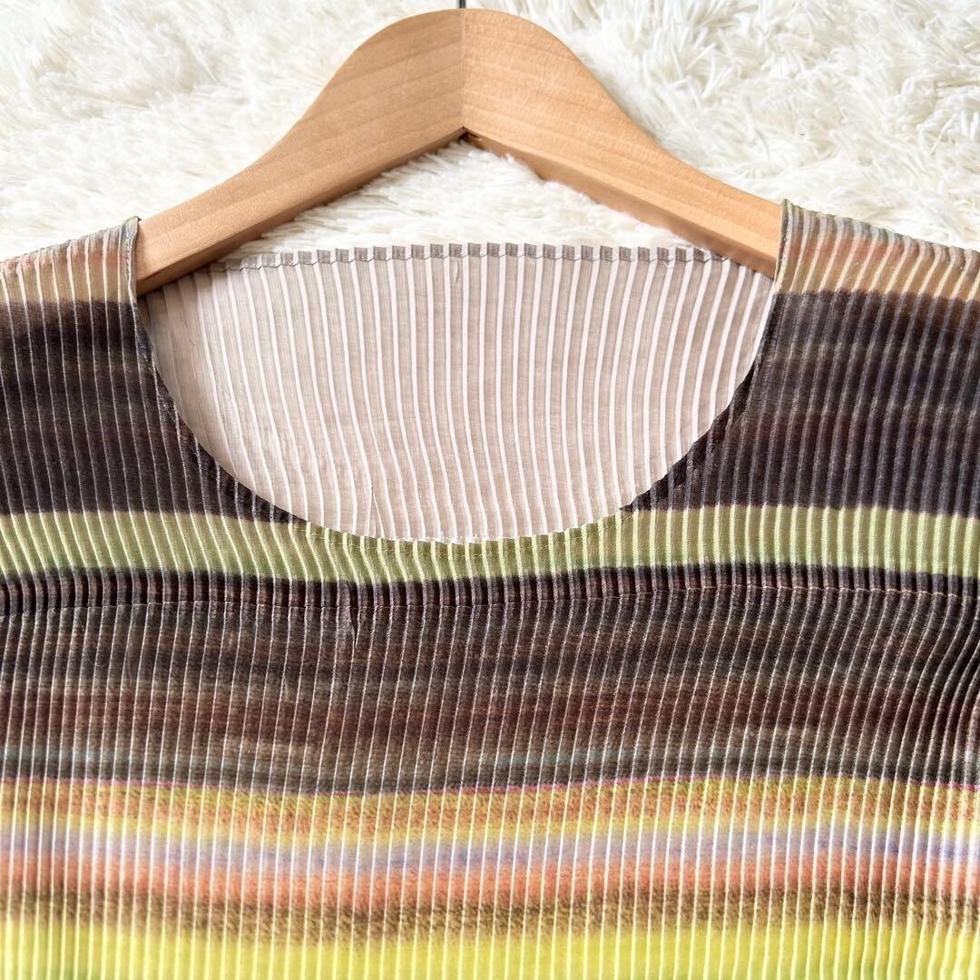 M.&KYOKO Pleated Beige Multi Knee Length 3/4 Sleeve Dress FreeSize Auth