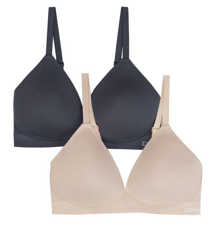 DKNY Women’s 2 Pack Wireless Microfiber Plunge Bra – Size Varies