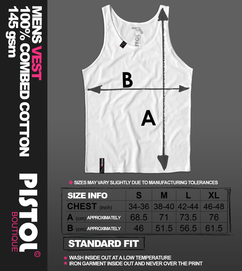 Pistol Boutique Men’s Black CHEST NECK SKETCH STARS Vest Top Singlet Tank