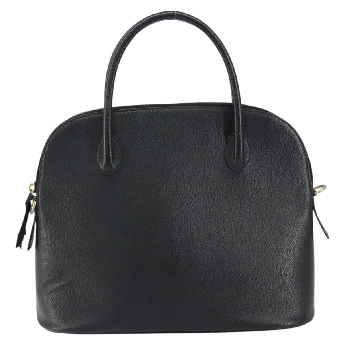 CELINE Hand Bag Leather Black Gold Auth ep12323