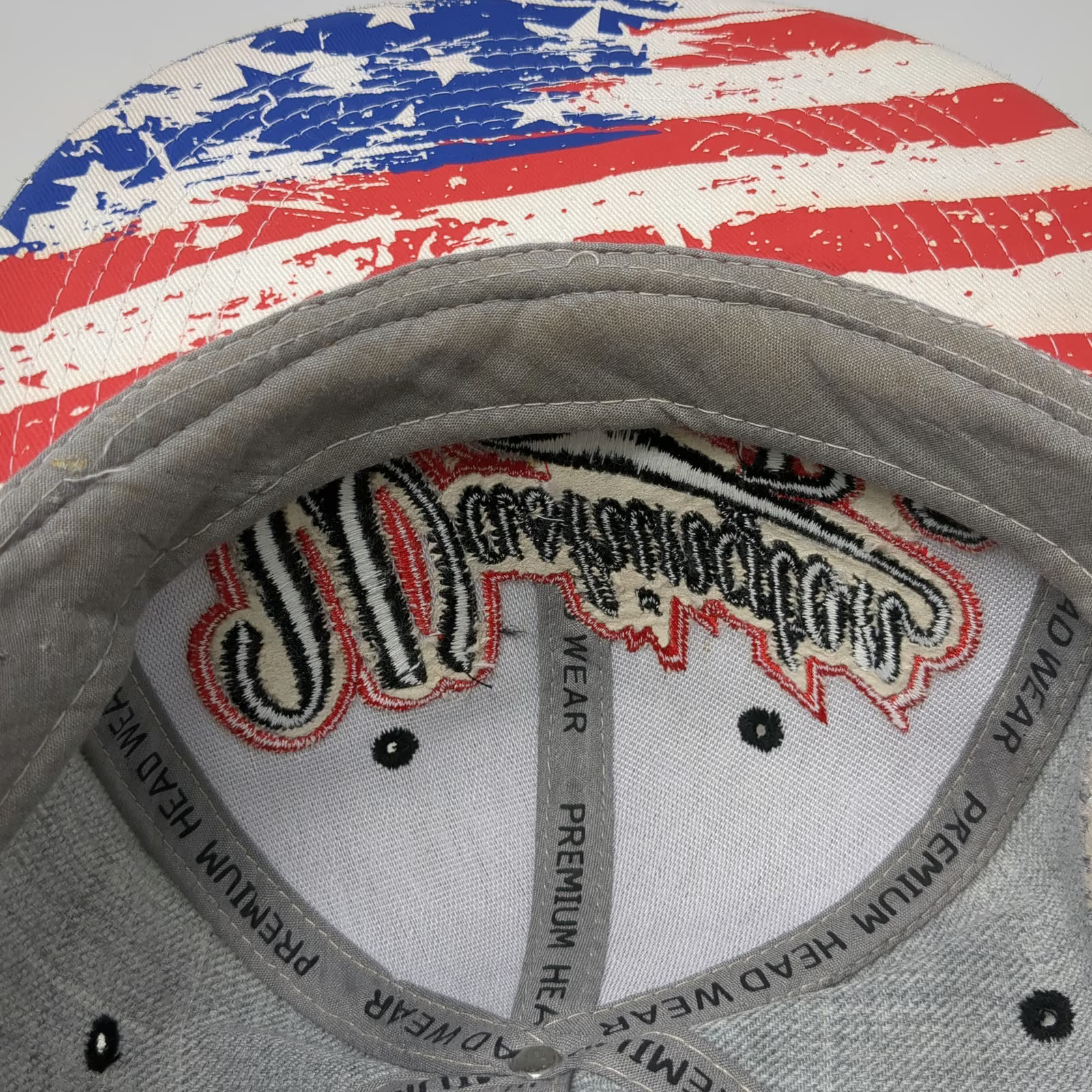 KIPA Snapback Hat Gray One Size Washington D.C. Flag Underbrim Acrylic Flat Bill