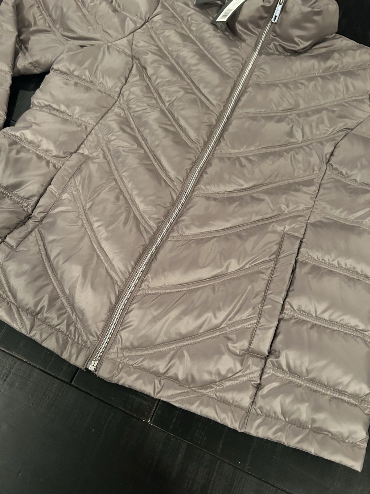 Kenneth Cole Reaction Packable Jacket XL Beige Puffer Quilted Zip Coat Warm NWT