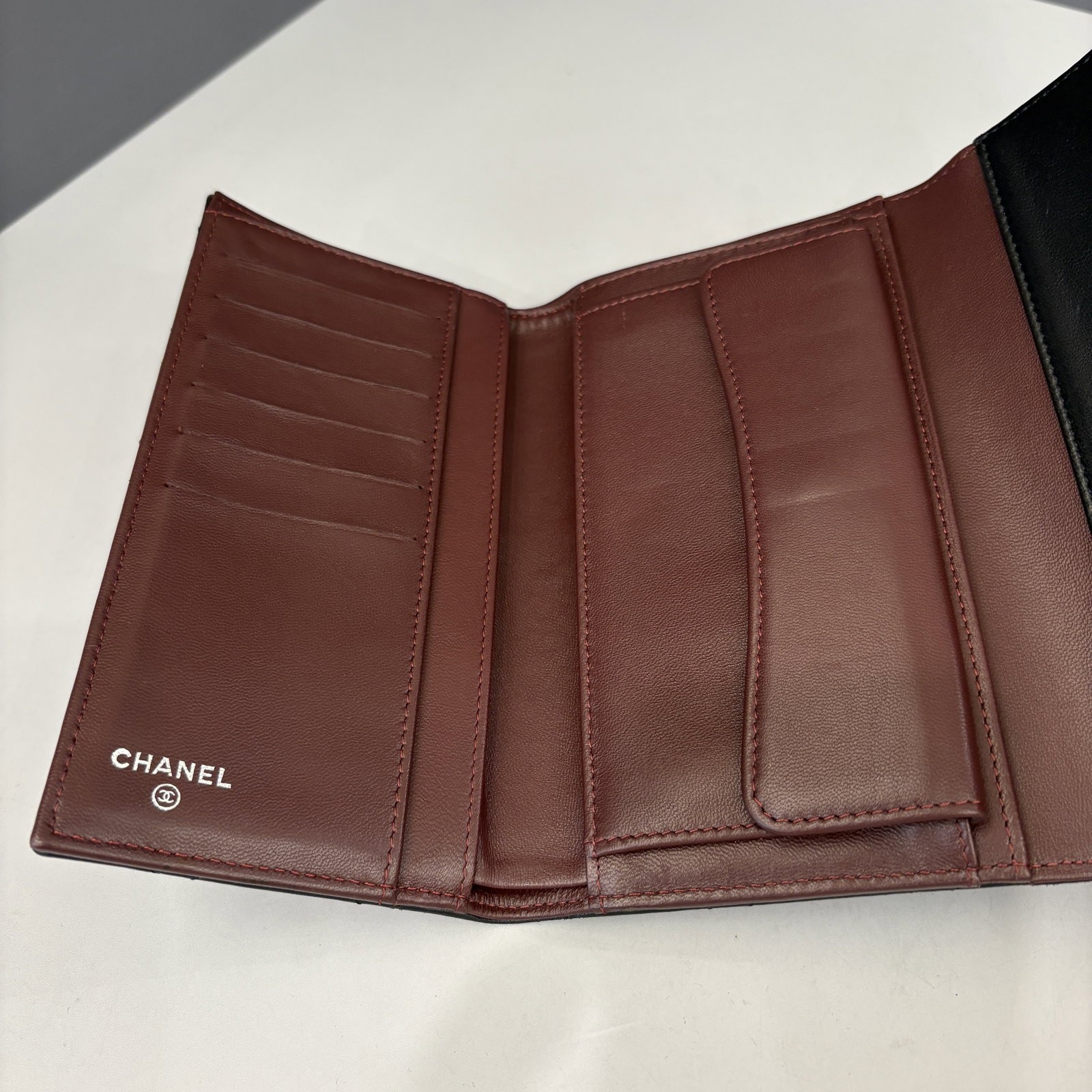 Chanel Classic Flap Continental Wallet Burgundy Black Lambskin (gv042426a1)