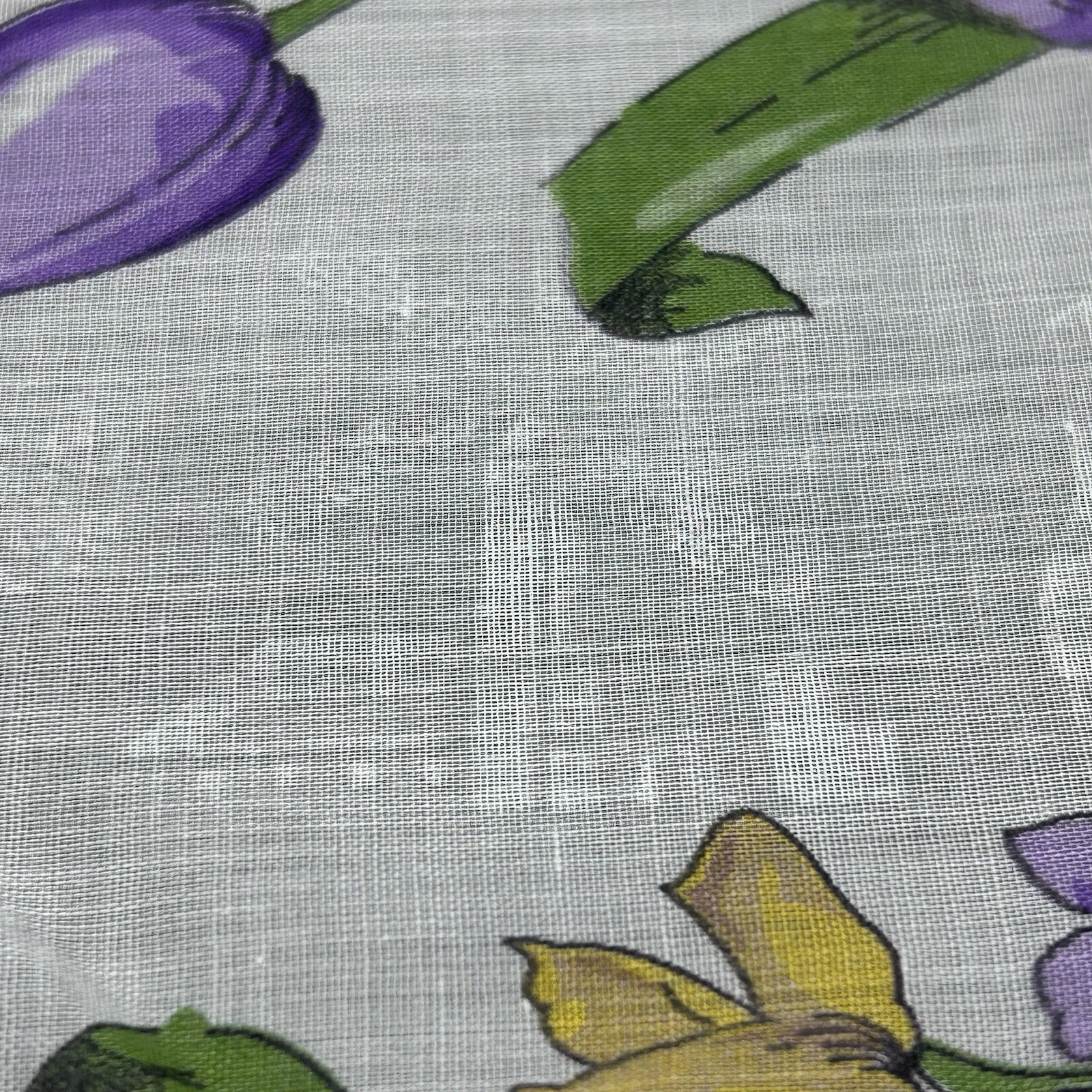 Vintage 1950s Purple Yellow Tulips Handkerchief Dutch Windmill Ship 12.75″