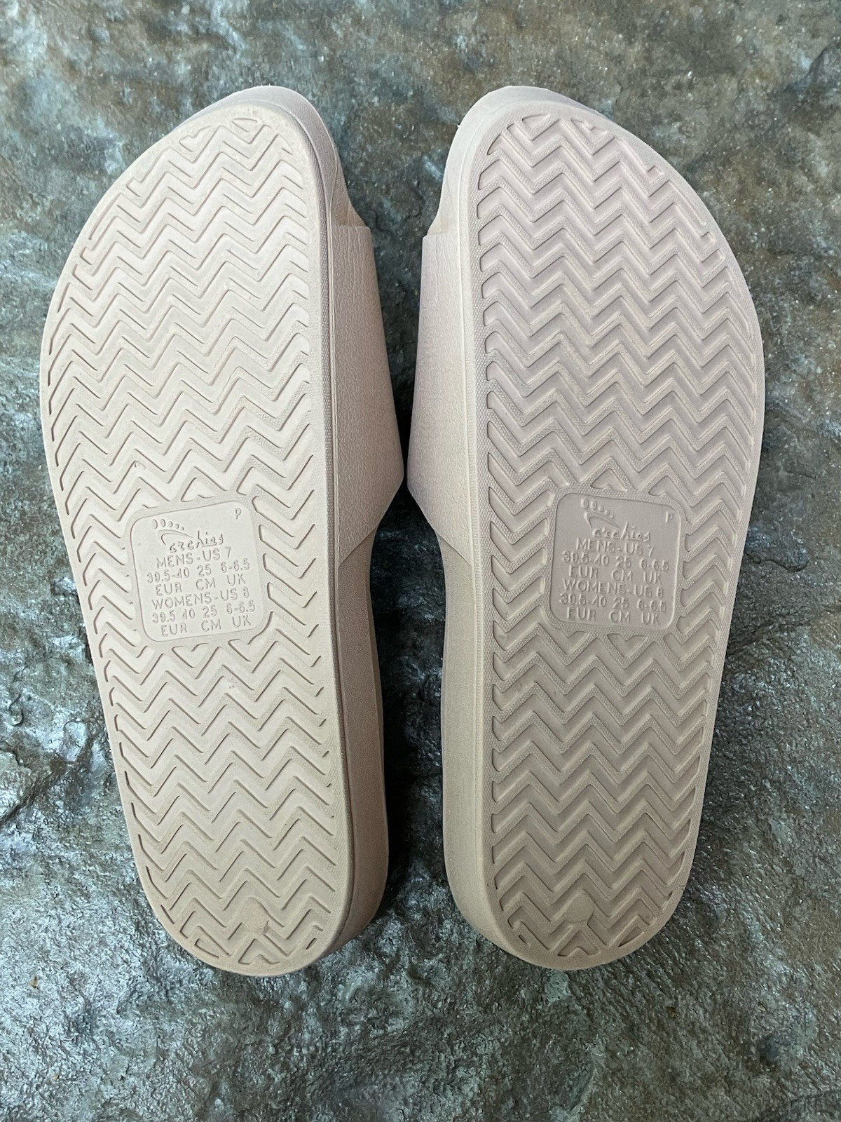 Archies Slide Sandals Womens 8 Tan Nude Comfort Slip On Orthotic Arch Pool Beach