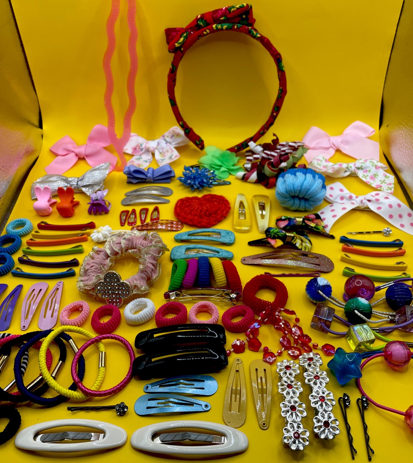 HUGE LOT Girls Kids Young Hair Accessories Over 50+ Mixed Colorful Pieces