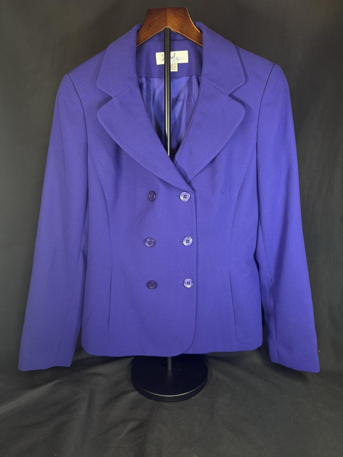 Emily Blazer Jacket Womens 8 Purple Double Breasted Tailored Lined Notch Lapel
