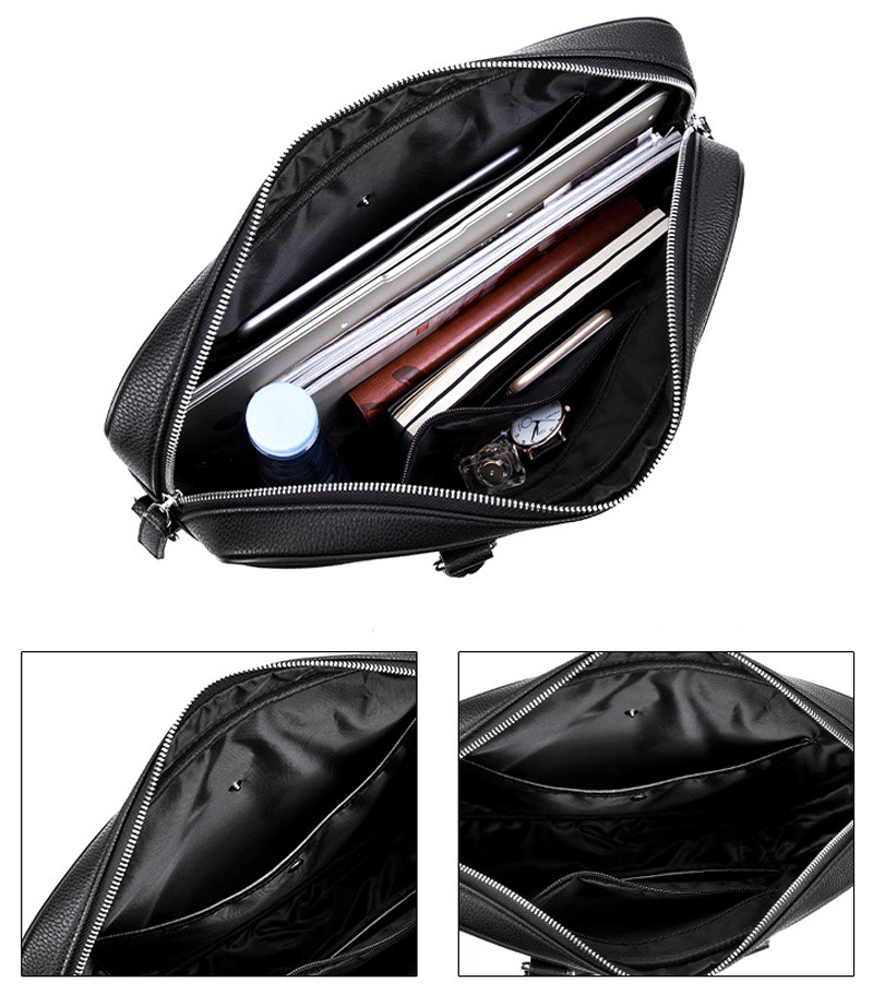 New Fashion Men Business Briefcase Soft Leather Handbag Laptop Shoulder Bag AU