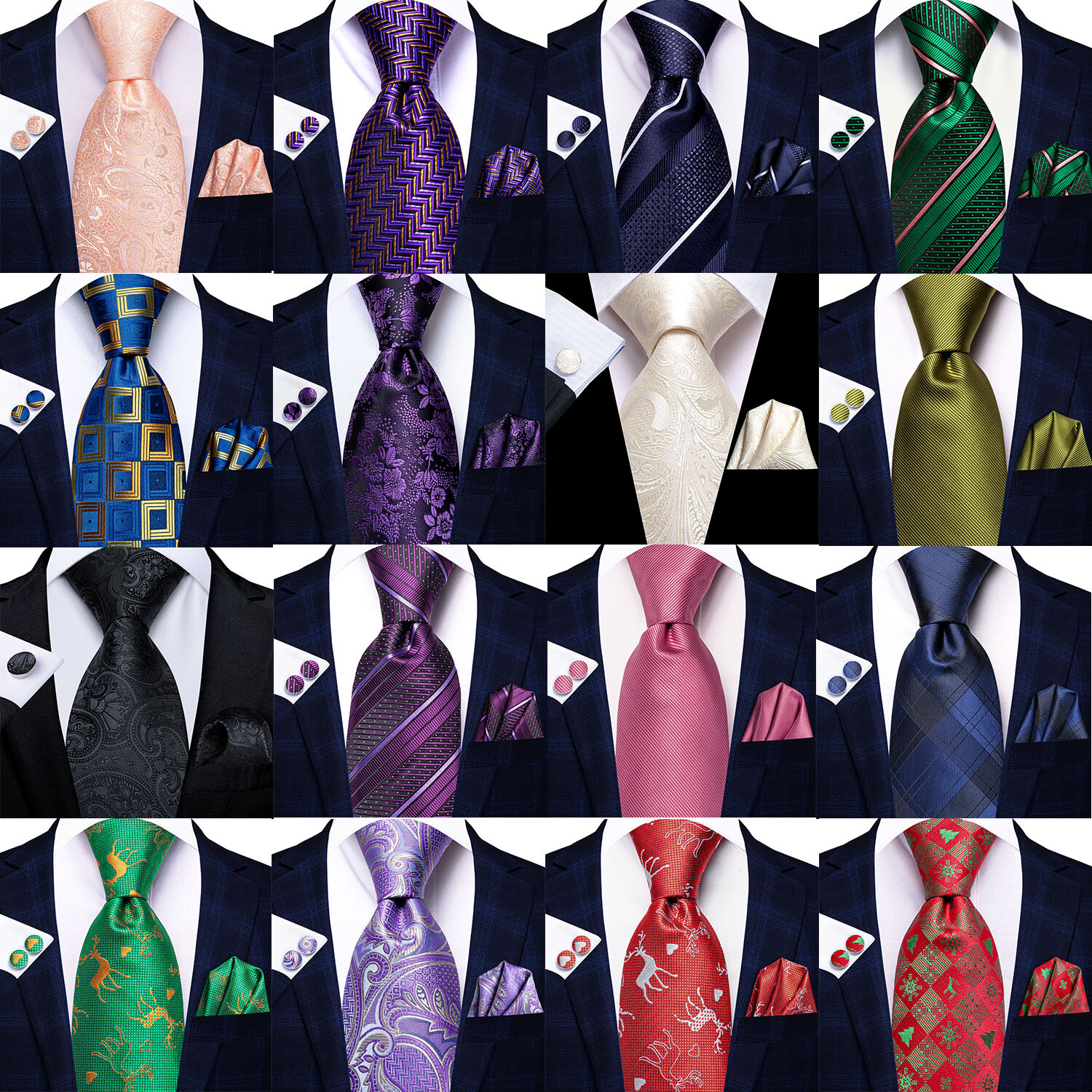Mens Ties Silk Classic Beige Floral Bussiness Formal Necktie Set Wedding Gift