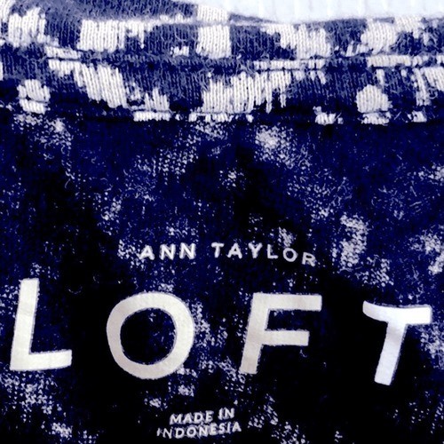 Ann Taylor Loft Navy 100% Cotton Argyle Crochet Accent Tank Top SZ L EUC