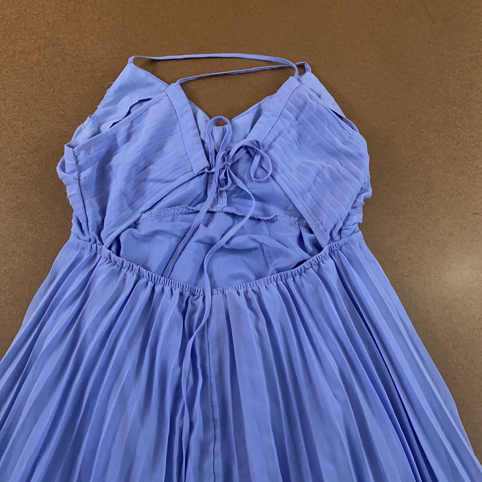 ASOS Design Womens Size 12 Light Blue Pleated Strappy Open Back Midi Dress NWT