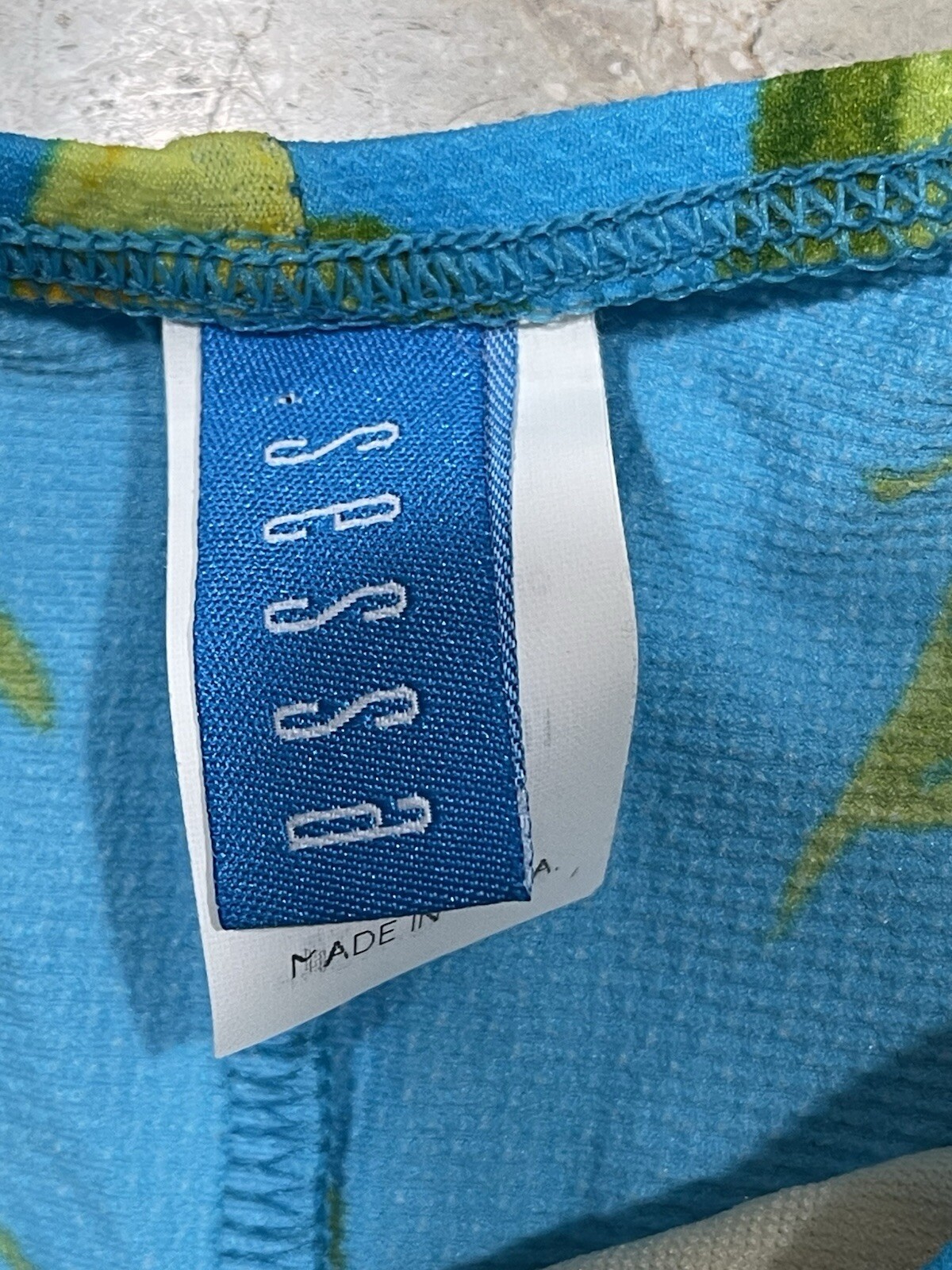 Sessa Neon Blue Floral Padded Bikini High Cut Waist Bikini Swimsuit Size 14 NWT