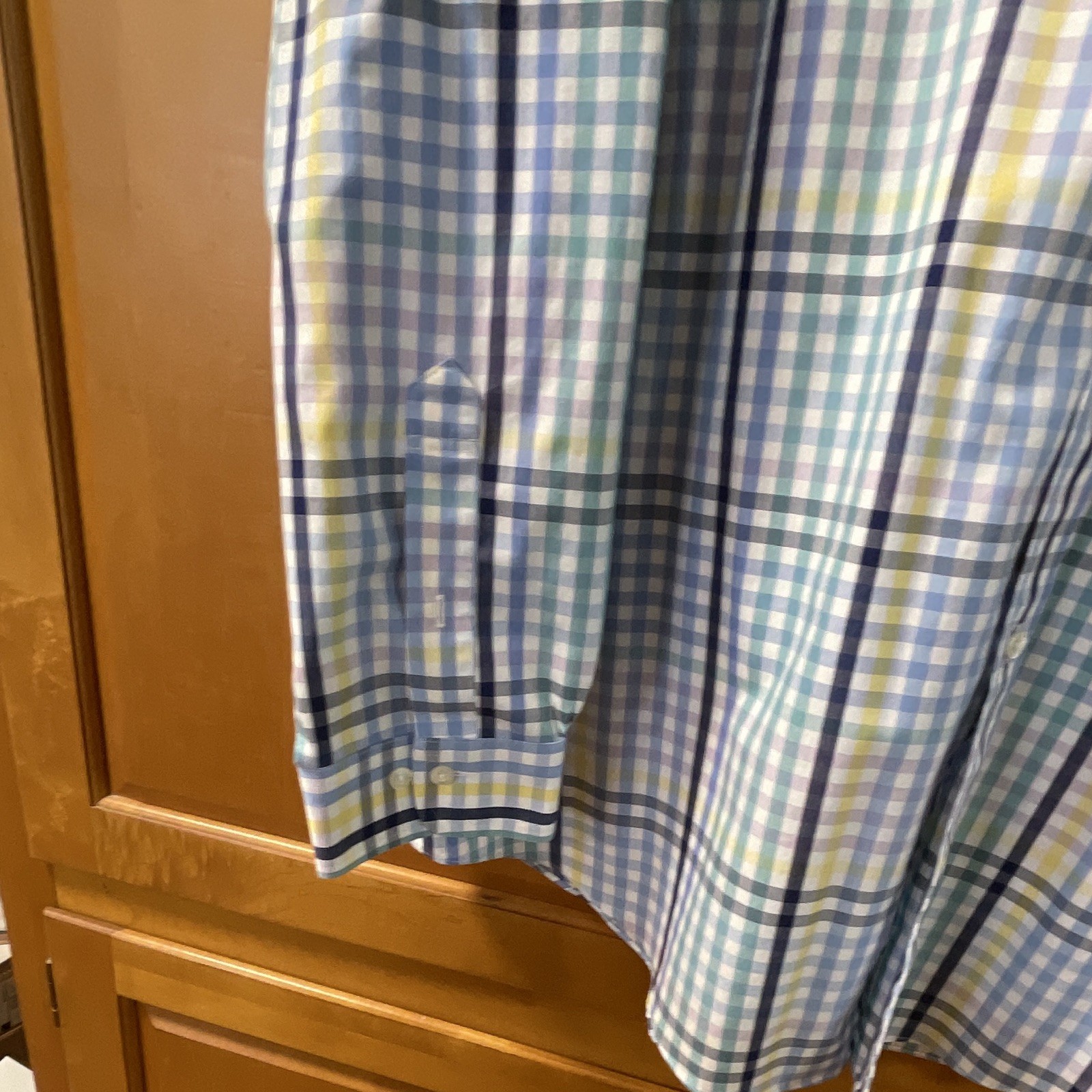 Brooks Brothers 1818 Supima Cotton Men’s XXL Blue/Green/Yellow Plaid NonIron🌵🪸