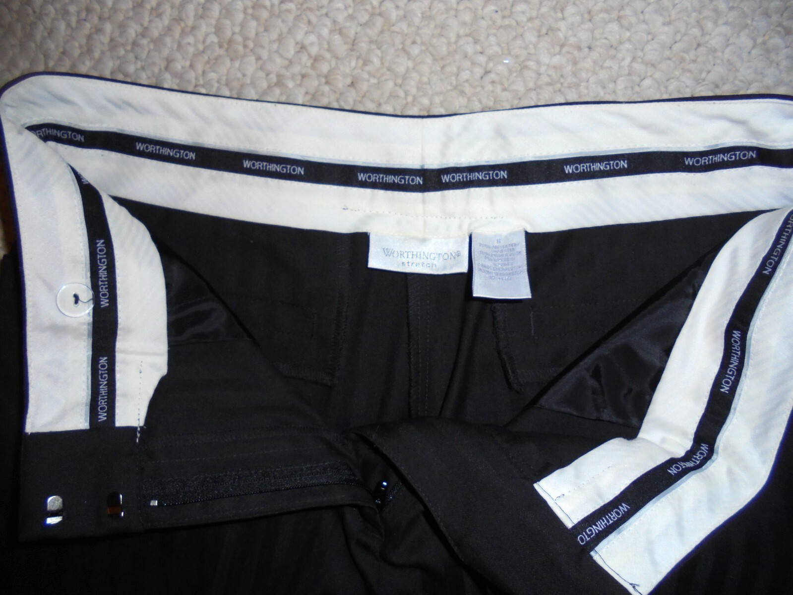 Worthington Women’s Stretch Slight Bootcut Dress Pants Size 8 Black striped New