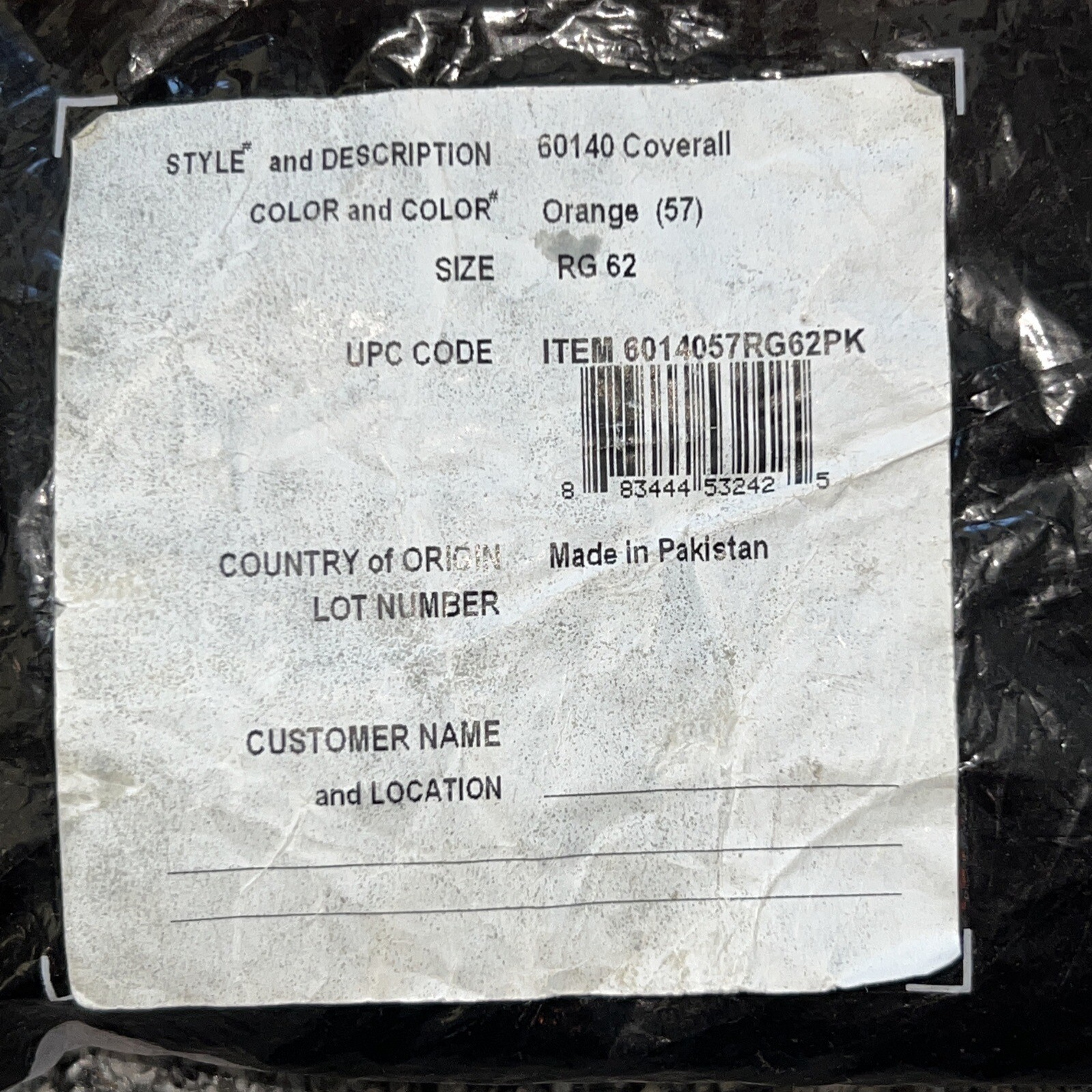 New In Package Red Wing 60140 Coverall Safety Orange Size 62 Regular (See Chart)