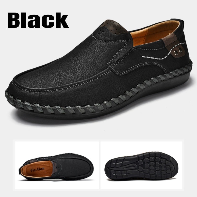 Men’s Soft Business Office Loafers Hand Sewn Leather Shoes Driving Shoes EU40-48