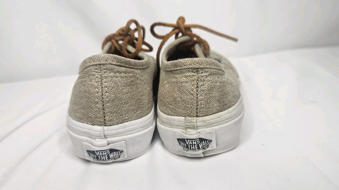 Vans Authentic Slim Washed Canvas Cream Tan Sneaker Women 5 Men 3.5 VN-0QEVC7T