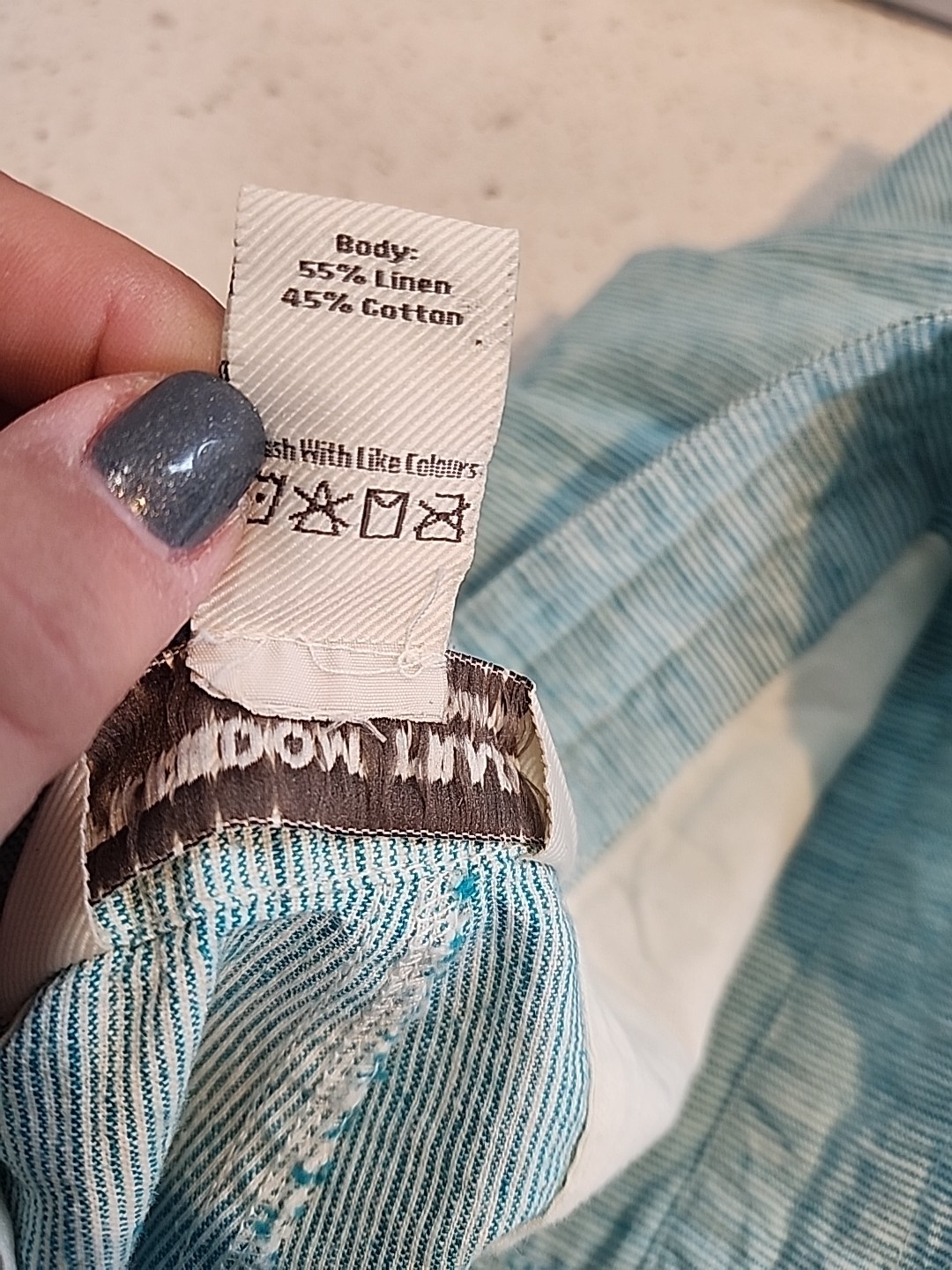 Freedom Trail By Kyodan Aqua White Pinstripe Linen Cotton Pants Womans Small
