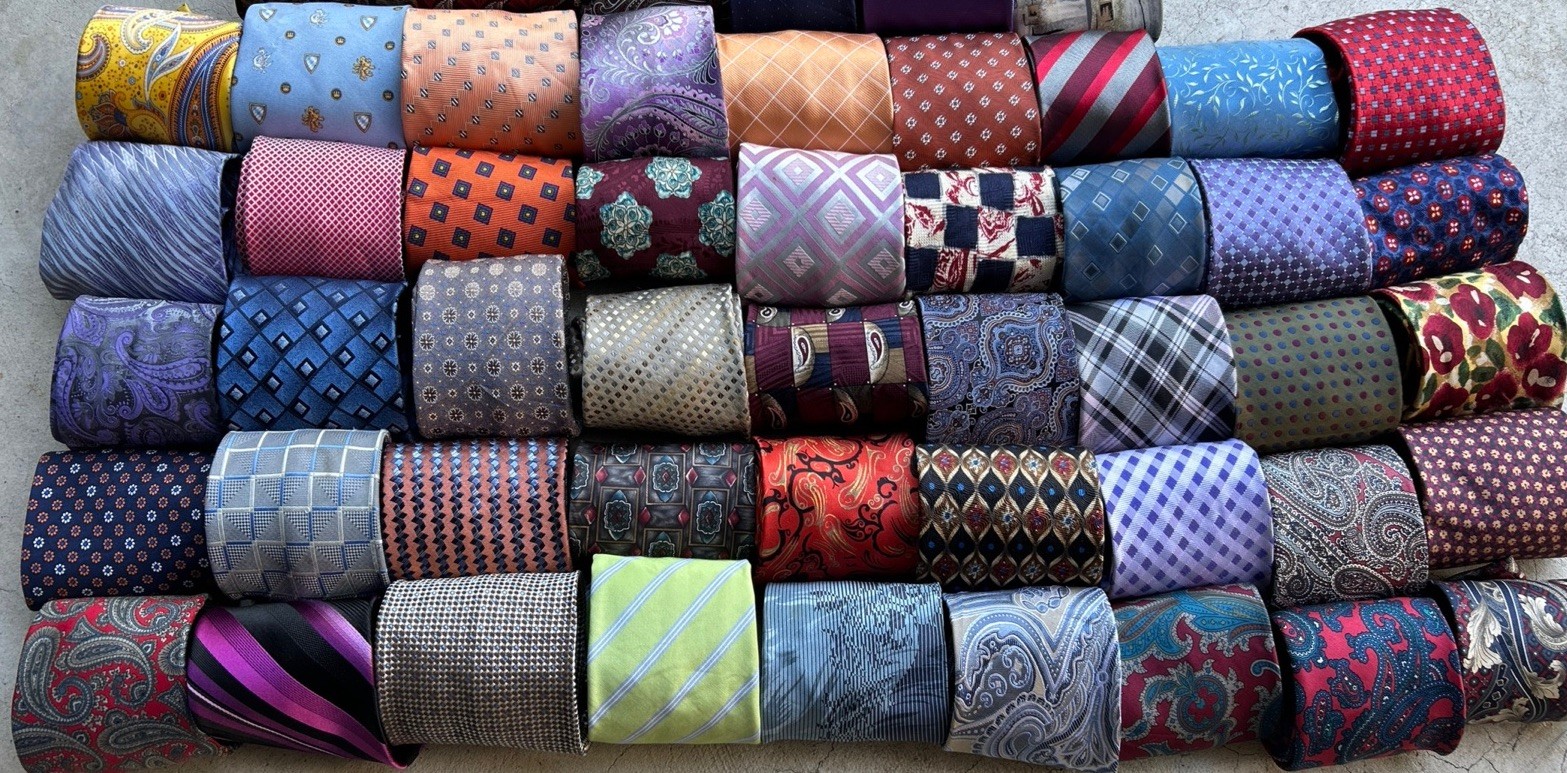 Lot 75 Pc Mens Neckties Multicolor Mix Pattern Variety Quilt Cutter Craft Ties