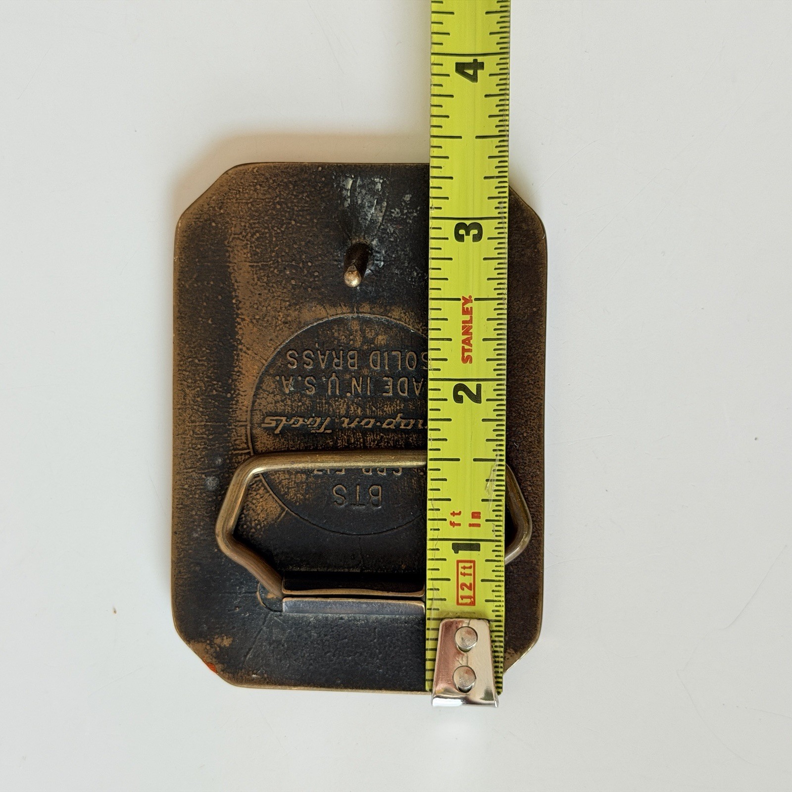 BTS Brass Belt Buckle SNAP-ON TOOLS SPP-513 Solid Brass Vintage USA Made +Case