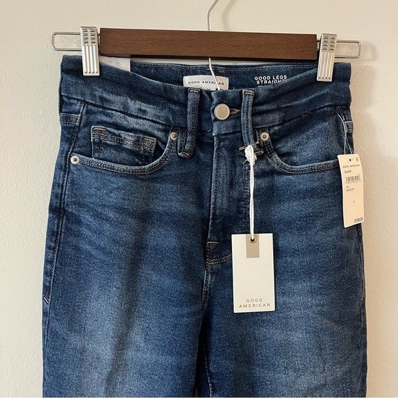 NWT Good Legs Chewed Hem Ankle Straight Leg Jeans Indigo765 Size 25/0
