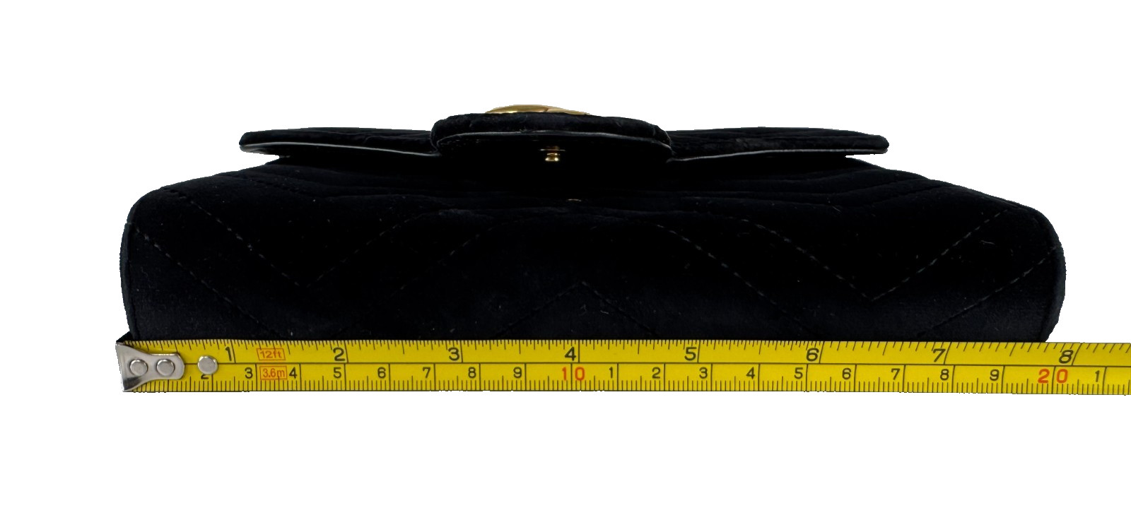 Gucci Auth Black Velvet Leather GG Marmont Mini Chain Strap Bag Wallet Crossbody