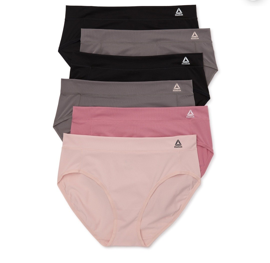 Reebok Women’s Underwear Air Tech Performance Hipster Panties, 6-pack, Size XL