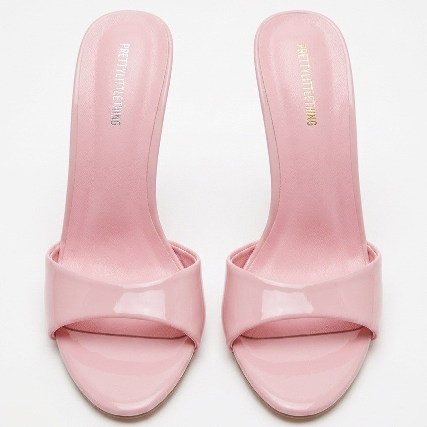 PrettyLittleThing Pink Patent Pointed Toe Mule Stiletto Heels Women’s US 5 NWOB