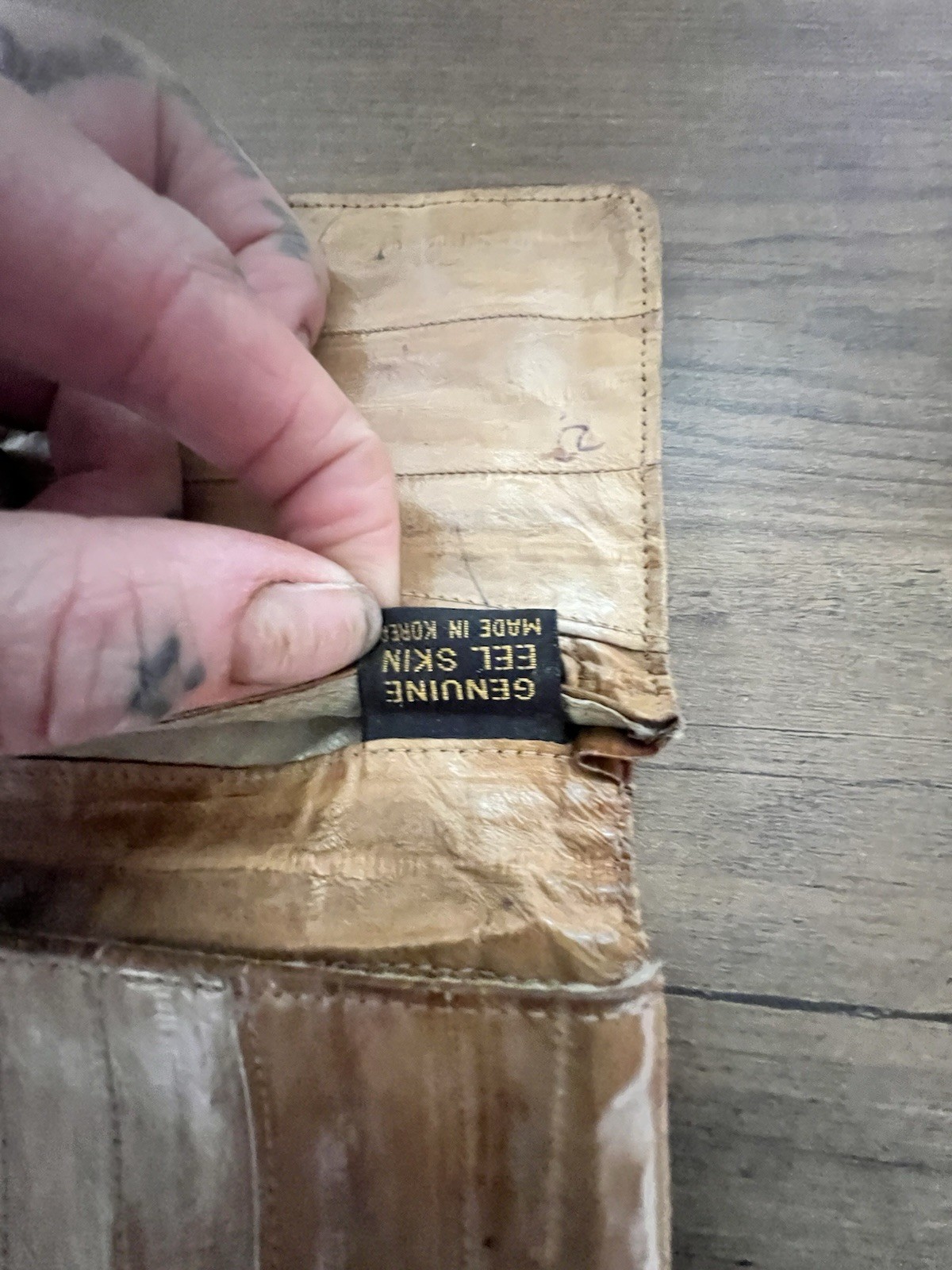 Pair of Vintage Leather Handmade Handbag & Eel Leather Wallet