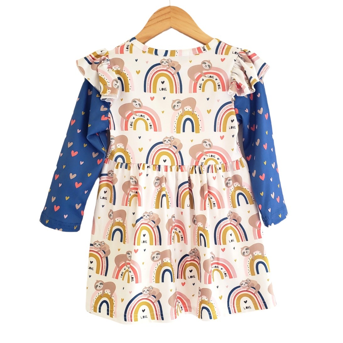 NEW! Pete + Lucy Rainbows and Sloths Baby Girl Dress 12-18 Months