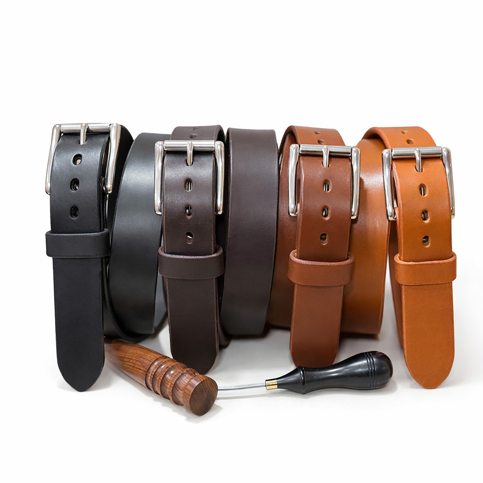 Handmade Leather Belt Mens Full Grain Hermann Oak English Bridle Work EDC 1.5