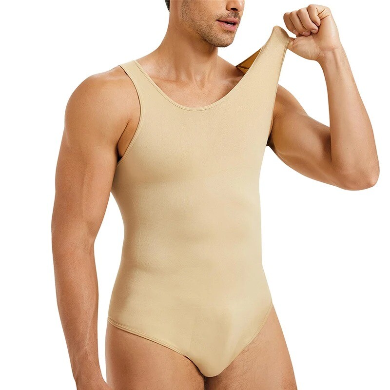 Men Shapewear Tummy Control Full Body Shaper Compression Slimming Bodysuit Shirt