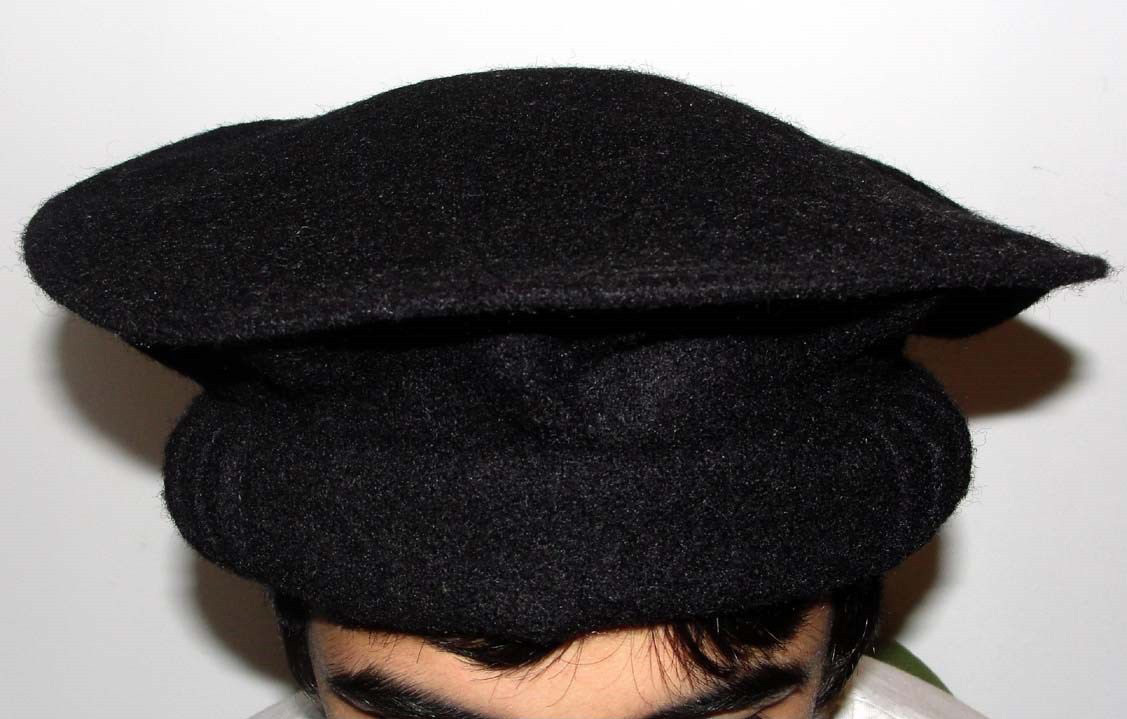 Thick Black Afghan Hat Pakol 100% Wool Afghanistan Warn Winter Hat Woolen Beret