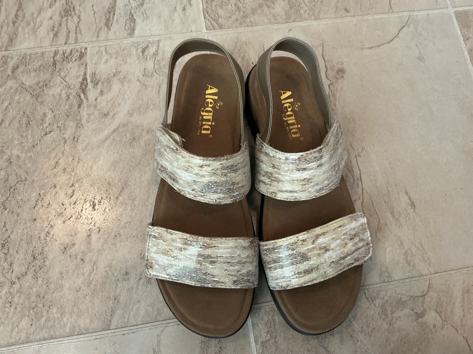 New $120 Alegria Leah Sands Brown Elasatic Back Strap Sandals Women 40 9.5 10