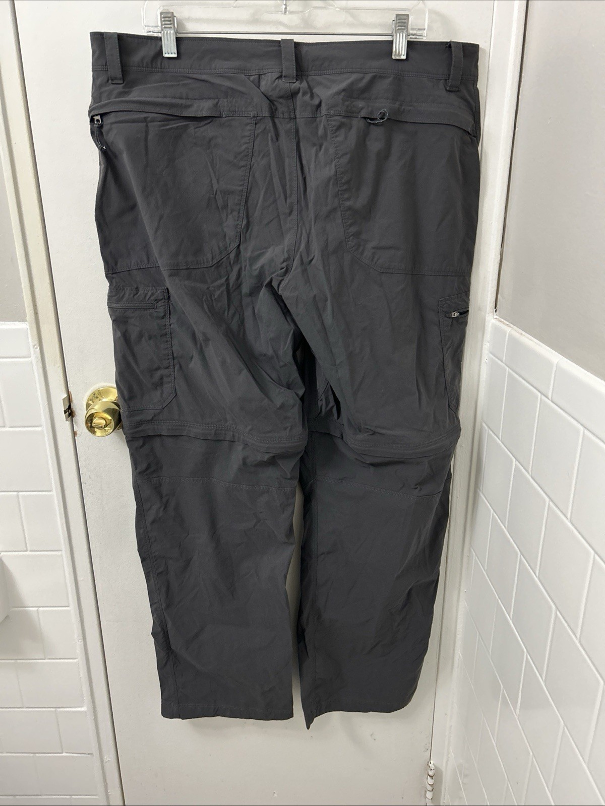 LL Bean Cresta Zip Off Pants Mens 38×32 Gray YKK Water Resistant Hiking 506423