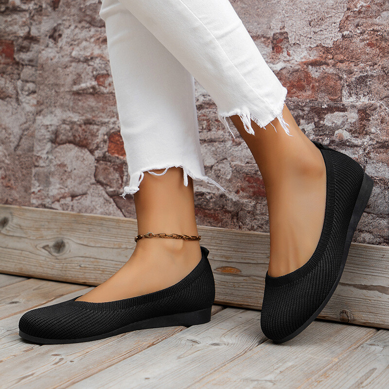 Women’s Ballet Flat Dressy Casual Knit Shoes Slip On Round Toe Women Mesh Flats