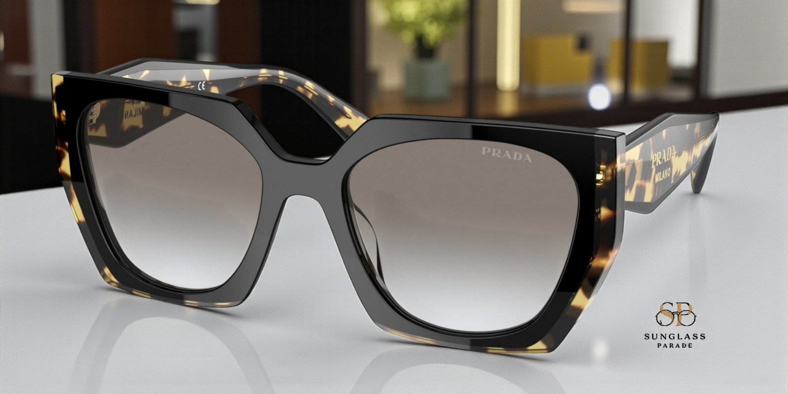 PRADA PR 15WS 3890A7 Black Medium Tortoise Grey Gradient 54mm Women’s Sunglasses