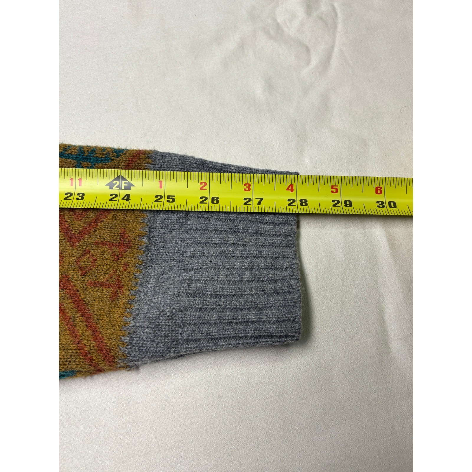 Levi Strauss Co Mens L Geometric Pattern Wool Blend Sweater Gray Orange