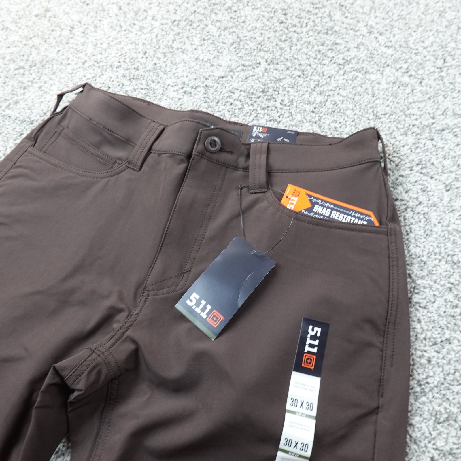 NEW 5.11 Tactical Pants Mens 30X30 Brown Defender Flex Slim Work Outdoor Stretch
