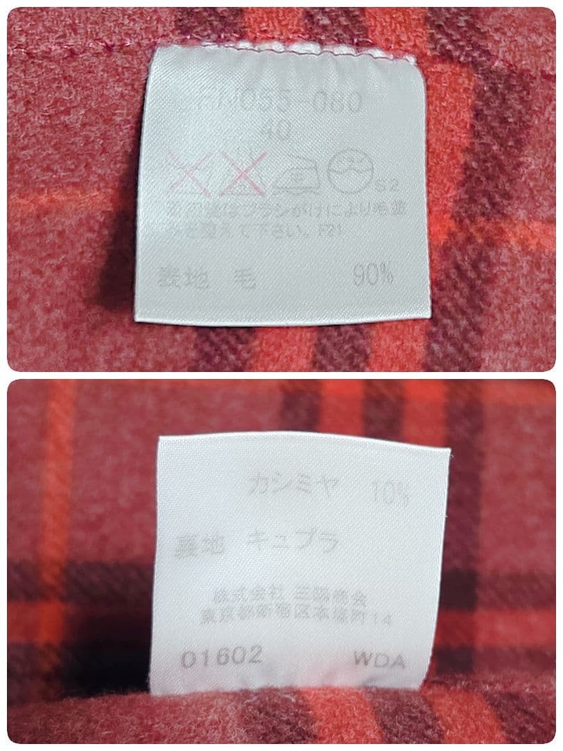 Burberry Cashmere Coat Nova Check Red L