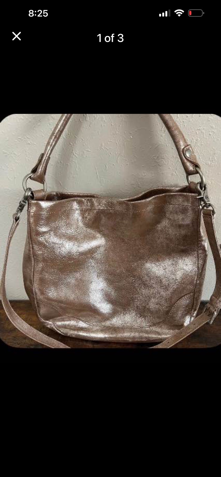 Frye Melissa Leather Purse Bag Metallic Goldish Pink