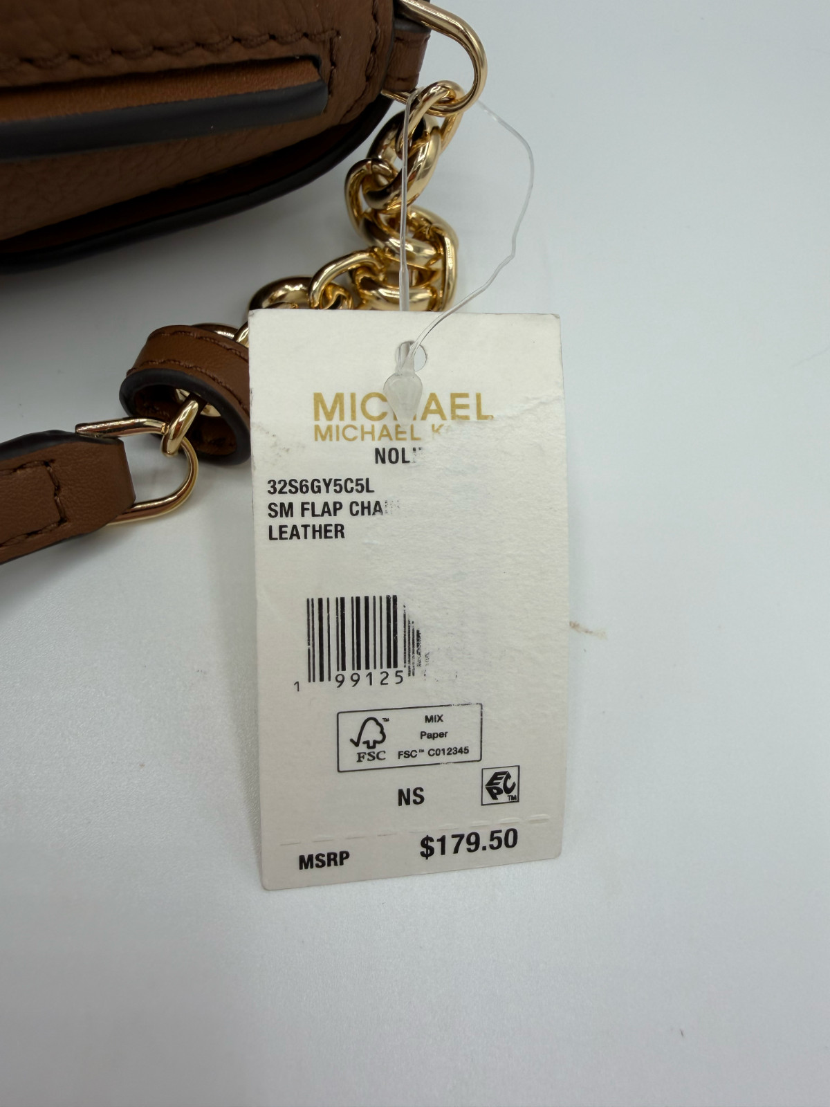 Michael Kors Nolita Small Flap Chain Crossbody Bag Brown Leather Gold MK Purse