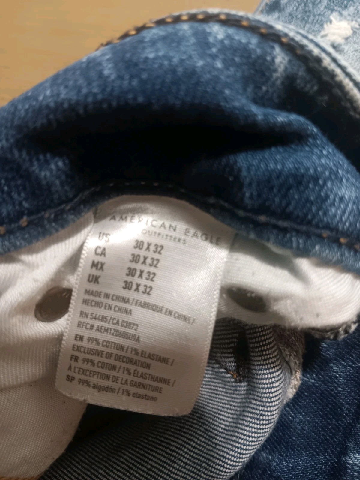 American Eagle AirFlex Jeans Mens 30×32 Distressed Ripped Blue Denim Stretch